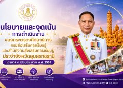 นโยบายจุดเน้นการดำเนินงาน ของกระทรวงศึกษาธิการ กรมส่งเสริมการเรียนรู้ และ สำนักงานส่งเสริมการเรียนรู้ประจำจังหวัดอุบลราชธานี ไตรมาส 4 ประจำปี 2569